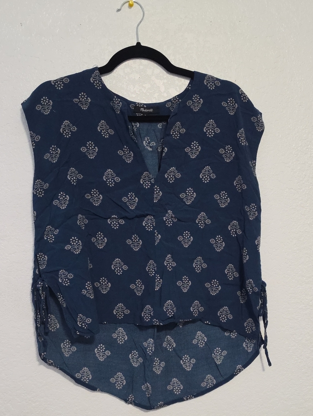 Madewell Navy Floral-Print Split V Tunic